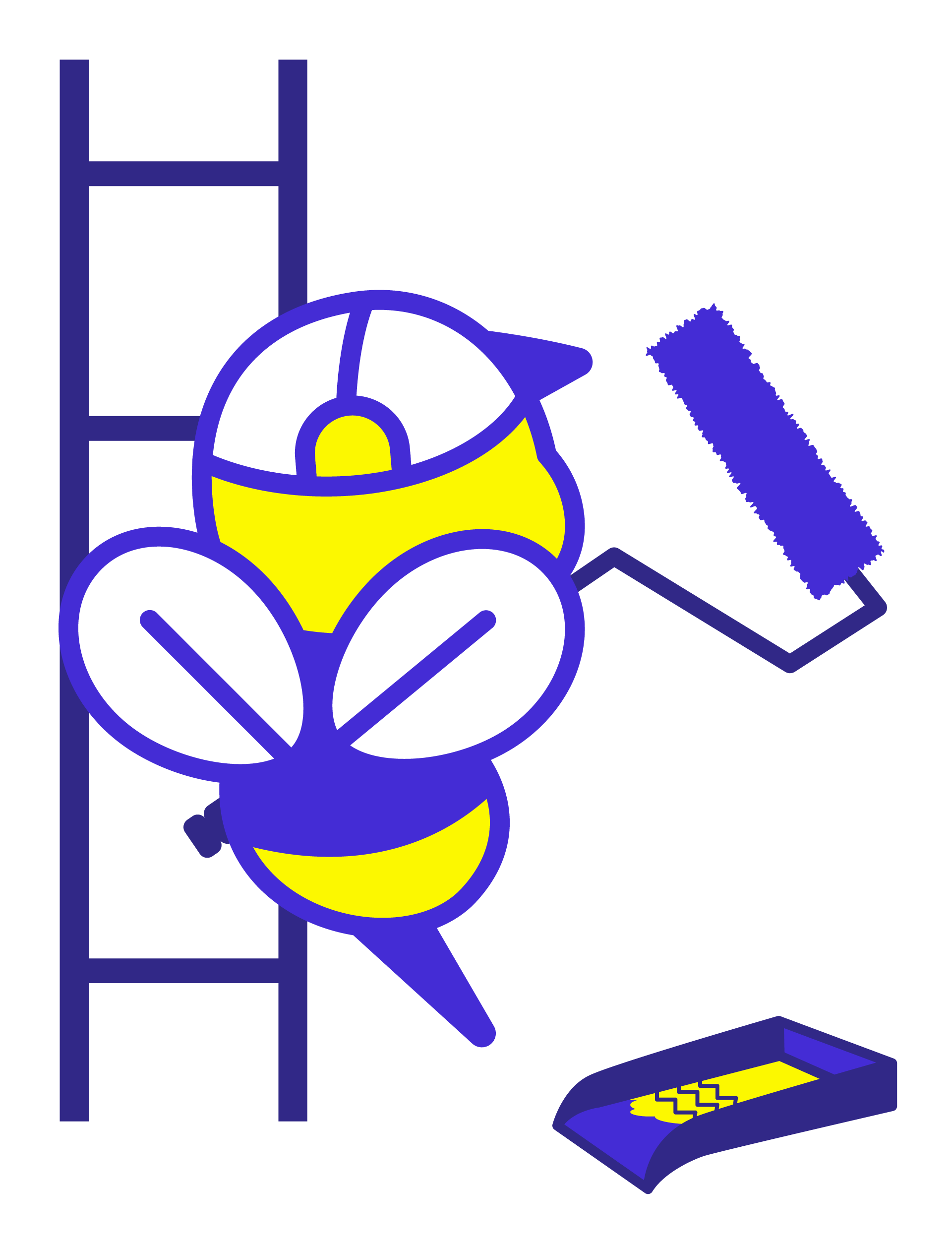 Friendly bee painter mascot